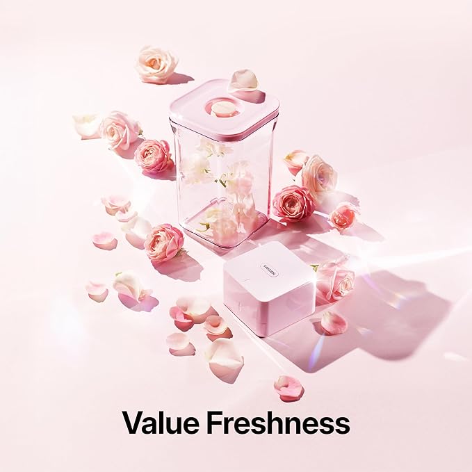 Premium Airtight Food Storage Containers ROSE Pink Lid, 1.0L(1.06qt) x2pcs Container. Patented Double Silicone Lining, 100% Leak Proof, BPA-FREE