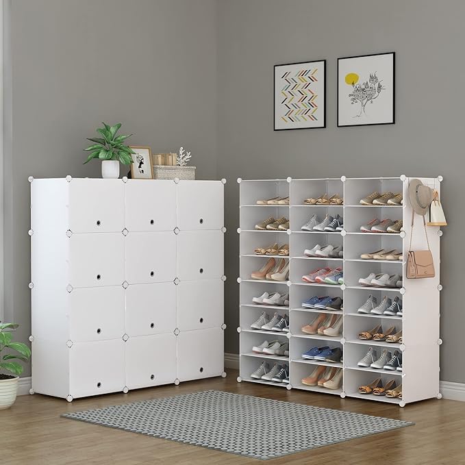 HOMIDEC Shoe Storage Cabinet, 48 Pairs Shoe Rack 3 by 8 Tier Space Saving Shoe Organizer for Closet Hallway Living Room Bedroom Garage-NeatNest