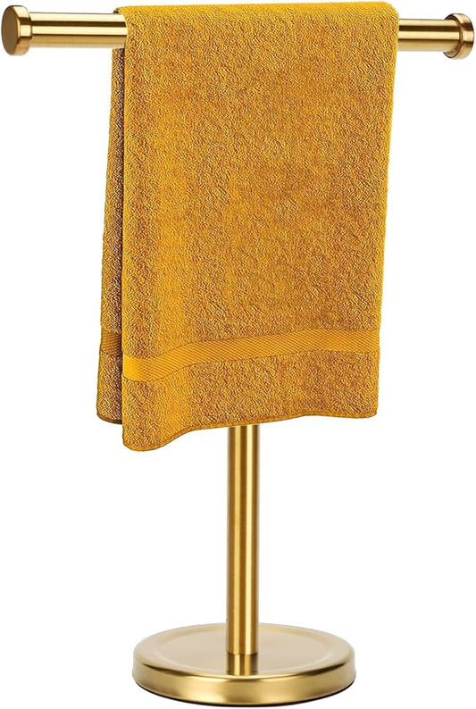 Hand Towel Holder Stand with Heavy Base, Hand Towel Rack for Bathroom (Stainless Steel, Gold Brushed)