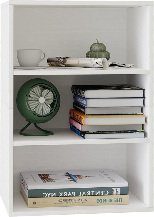 Garden 4 You Cube Storage Organizer, 3 Tiers Stackable Bookshelf, Wooden Display Bookcase With 3 Cubes, Small Cabinet for Living Room Bedroom, White-NeatNest