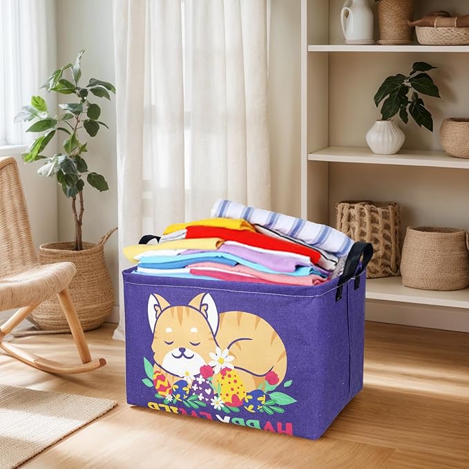 Cat Easter Basket for Kid Large Empty Easter Bunny Eggs Décor Storage Basket (Cat)-NeatNest