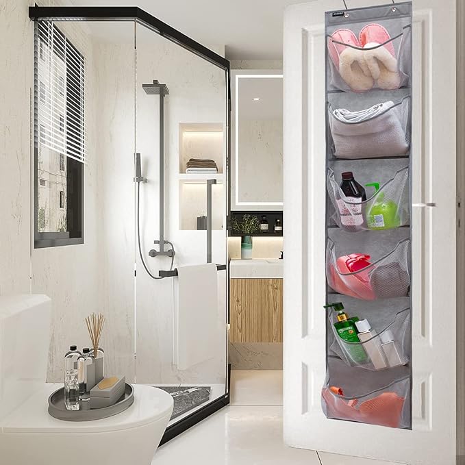 Extra Large Pockets Shoe Organizer for Closet Over The Narrow Door Hanging Shoe Holder Storage with 6 Mesh Pockets (6 Large Pockets)-NeatNest