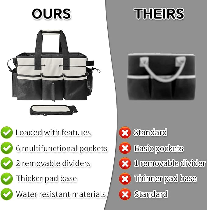 Boczif Cleaning Caddy Bag Wearable, Cleaning Caddy Supplies Organizer with Handle, Shoulder Straps & Detachable Divide, Cleaning Tool Organizers Tote Bag for Cleaners & Housekeepers (White)-NeatNest