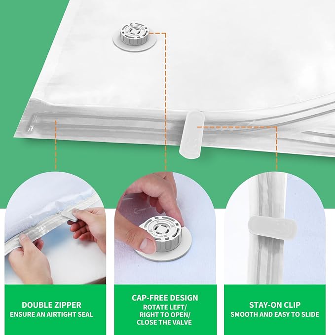 10 Pack Vacuum Storage Bags (5 Jumbo/5 Large) with Electric Pump, Reusable Compression Space Saver Bags for Autumn And Winter clothing, Mattress, Bedding, Quilts and Pillows, Comforters, Travel, White-NeatNest