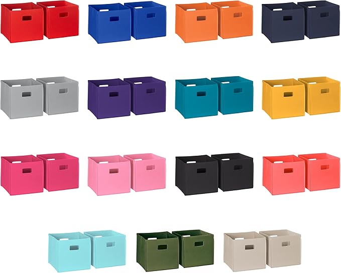 RiverRidge Folding Storage Bins with Handles Olive Cube Storage Organizer for Closet, Bedroom & Playroom - Closet Organizers and Storage Set of 2-NeatNest