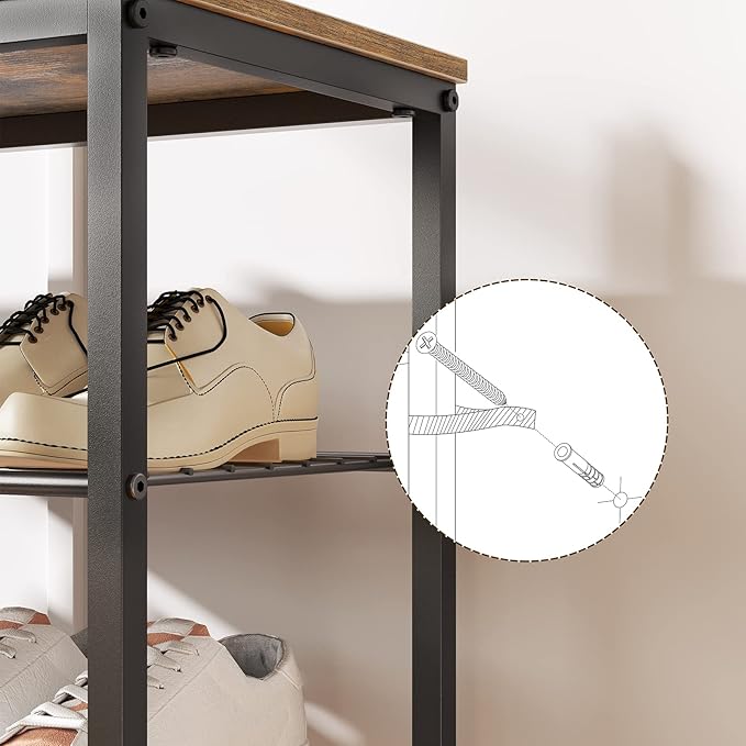 8 Tier Shoe Rack, Shoe Storage Organizer, Large Capacity Shoe Shelf Holds 32 Pairs of Shoes, Durable and Stable, for Entryway, Hallway, Closet, Dorm Room, Rustic Brown SS08BR-NeatNest
