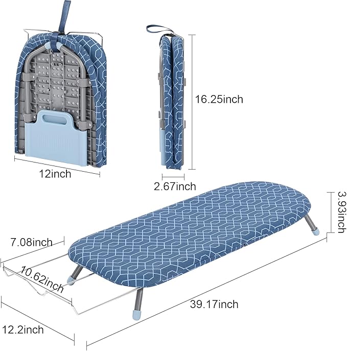 APEXCHASER Tabletop Ironing Board with Iron Rest, Small Iron Board with 2 Heat Resistant Ironing Cover, Portable Tabletop Ironing Board wiht Non-Slip Feet for Home Travel Use