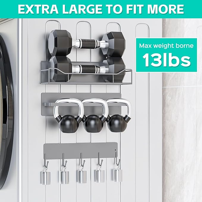 5 Pack Multifunctional Magnetic Shelves for Washing Machine & Refrigerator - Heavy Duty Laundry Room Organization System with Tool Hooks, Metal Storage Baskets (Grey)