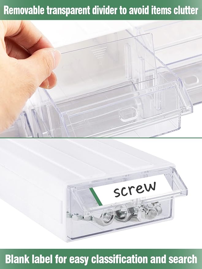 9 Pcs Stacking Office Drawer Organizers - Desktop & Wall Mounted 9 Drawer Storage Closet with 18pcs Clear Dividers Multifunctional Organizer Rack with 9pcs Tag Card for Home Small Items-NeatNest