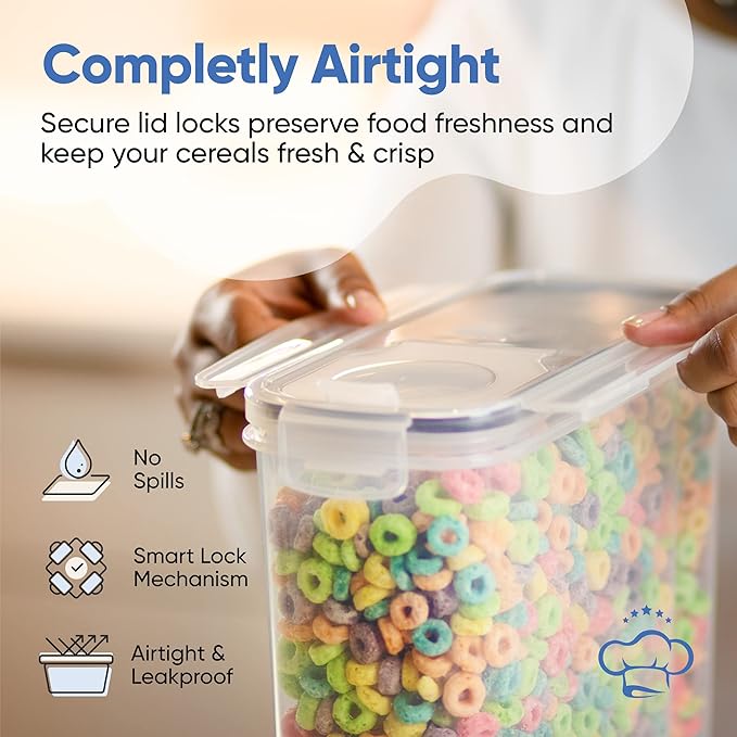 Cereal Containers Storage Set Large (4L,135.2 Oz), Airtight Food Storage Containers for Kitchen & Pantry Organization, Cereal Storage Container Set for Crunchiness, BPA Free Dispenser Keepers (4)-NeatNest