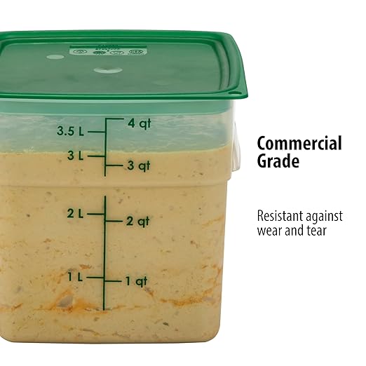 Cambro Food Storage Containers with Lids (Microwave Safe and BPA-Free) - 4 QT (Quart) Square Food Storage Container with Lid (2 Pack)-NeatNest