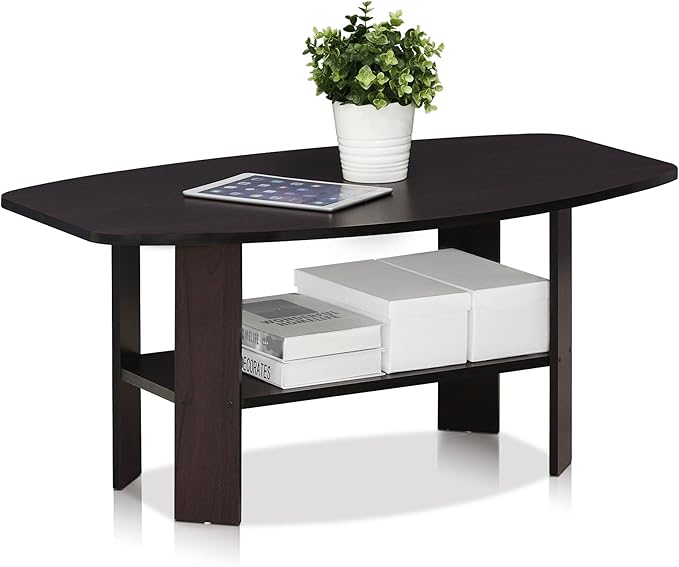 Furinno Simple Design Coffee Table, Dark Walnut-NeatNest