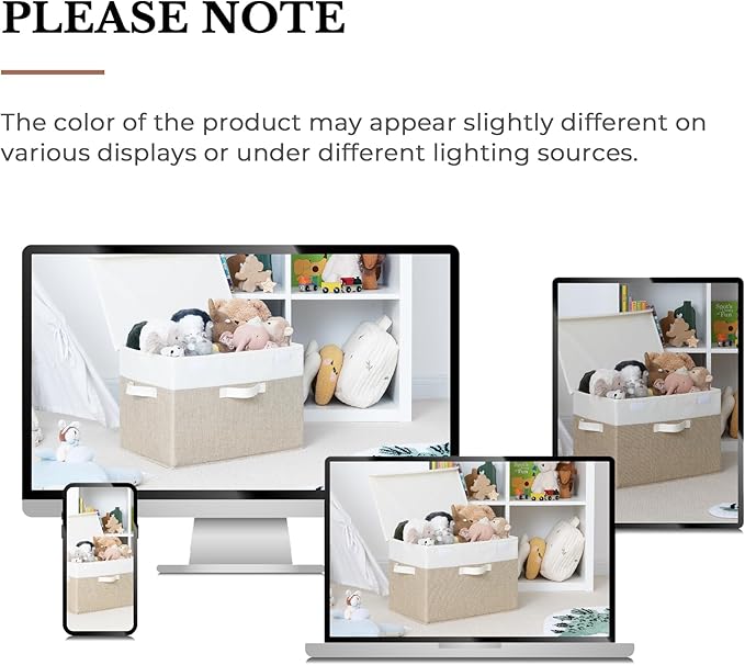 GRANNY SAYS Storage Boxes with Lids, Decorative Storage Bins, Shelf Baskets, Clothes Storage and Organization, White/Khaki, 2-Pack-NeatNest