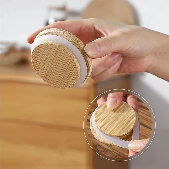 Clear glass storage containers, 28oz food storage jars, Set of 4, wide mouth, with spoons, for food storage, candy, coffee, biscuits, rice, sugar, tea, cereals, dried fruits, etc (Middle 4PCS)-NeatNest