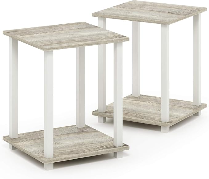 Furinno Simplistic Set of 2 End Table, Sonoma Oak/White-NeatNest