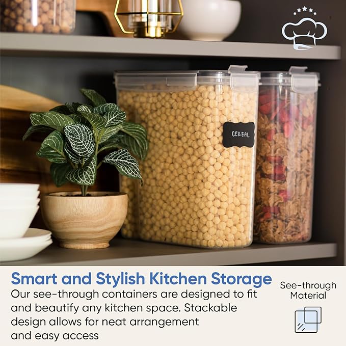 Chef's Path Airtight Food Storage Containers - Set of 2 (6 Liters) for Kitchen & Pantry - BPA Free for Rice, Cereal, Flour, Sugar - Bulk Food Storage - Big Cereal Container - Cereal Container Storage-NeatNest