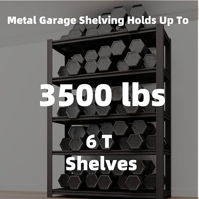 6-Tier 55" W x 24" D x 84" H Garage Shelving 3500LBS Storage Shelves Heavy Duty Metal Shelf Unit Adjustable Basement Industrial Storage Racks (6T-84 * 55 * 24)-NeatNest