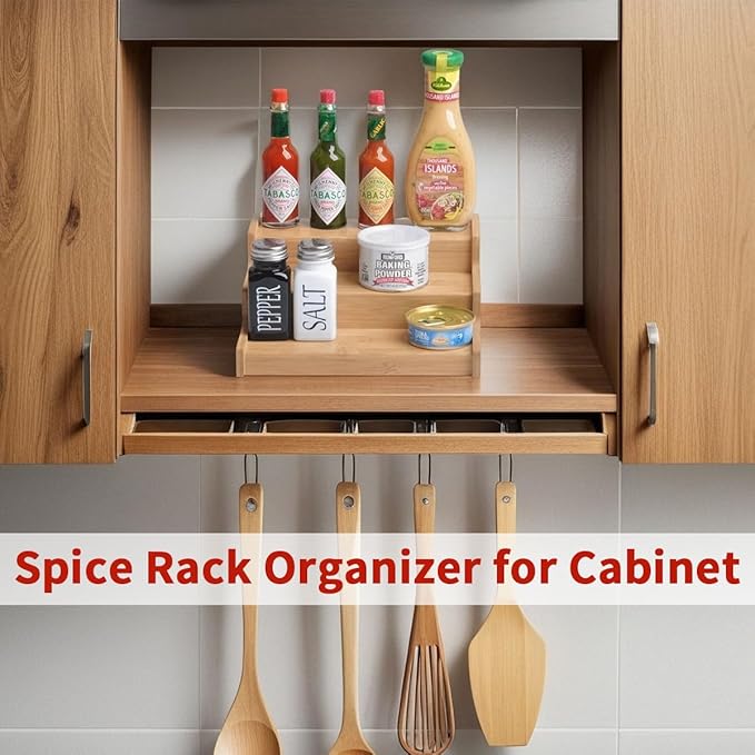 2 Pack Spice Rack Organizer for Cabinet - Enhance Spice Organization for Cabinet with Practical Spice Shelf Organizer for Cabinet & Efficient Cabinet Spice Organizer-NeatNest