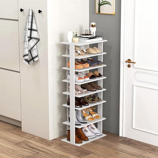 Tangkula 8-Tier Vertical Shoe Rack, Space-Saving Corner Shoe Organizer for 14 Pairs, Narrow Shoe Storage for Entryway, Front Door, or Closet-NeatNest