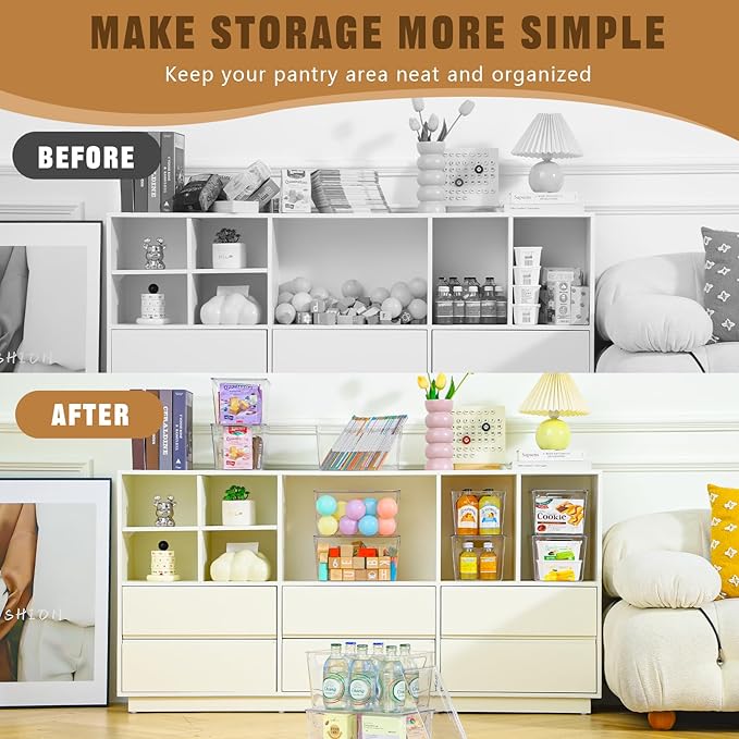 6 Pack Clear Storage Bins with Lids, 7 Quart Stackable Storage Boxes for Storage and Organization, Plastic Storage Containers with Lids, Plastic Bins with Handles for Office, Bedroom, Study Room-NeatNest