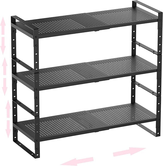 Multi-Functional Metal Shoe Rack, Space-Saving, Perfect for Entryway, Closet, Bathroom, etc. - Sturdy and Durable, High Weight Capacity(3PACKS/Black/Medium)-NeatNest