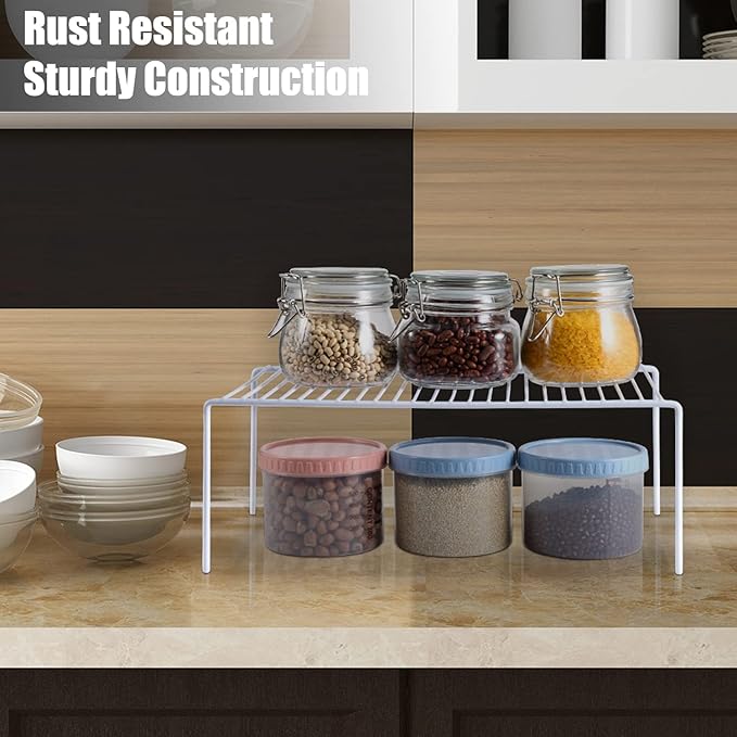 Cabinet Storage Shelf Rack Set of 2, Medium (13 x 9.4 inch) Rustproof Metal Wire Kitchen Cabinet Organizer and Storage, Cupboard Spice Shelf Rack for Plate, Dish, Counter & Pantry Organization-NeatNest