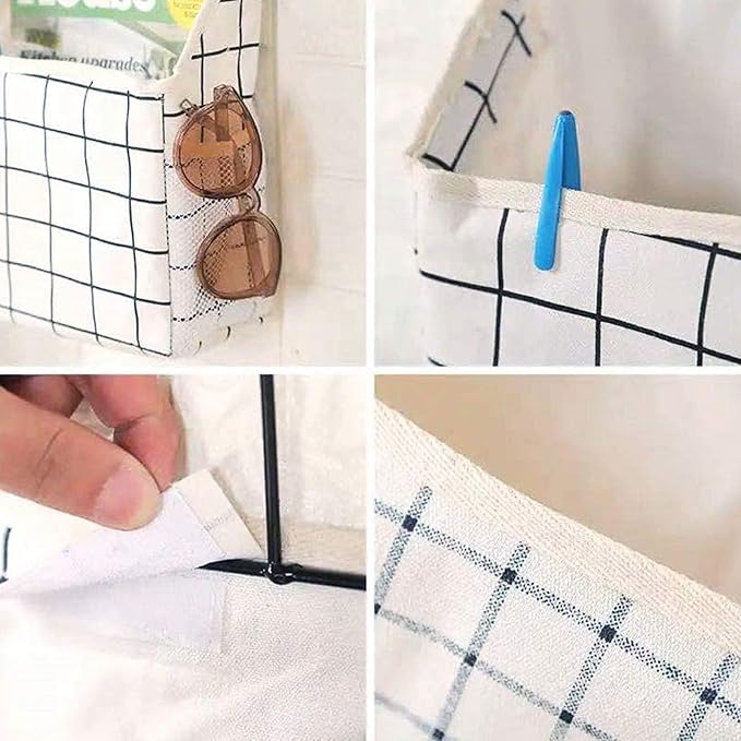 Fabric Wall Hanging Storage Caddy Bag Over The Door Pouch Organizer for Bedroom Bathroom Kitchen (3Pack-A)…