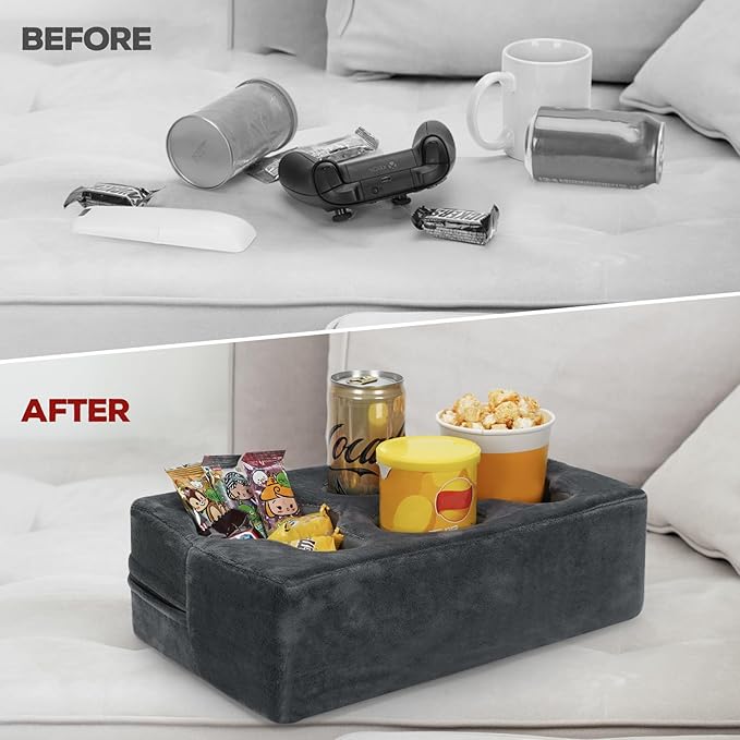 Couch Cup Holder Pillow,Couch Drink Holder,Octagon Couch Caddy for Coffee Cup,Phone,Remote,Couch Cup Holder Tray for Bed,Car,Sofa,Table-NeatNest