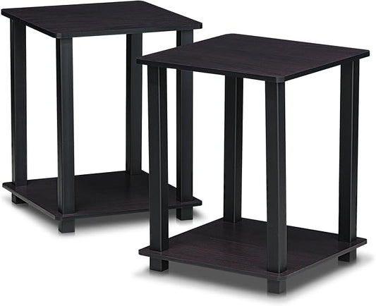 Furinno Simplistic Set of 2 End Table, Dark Walnut-NeatNest