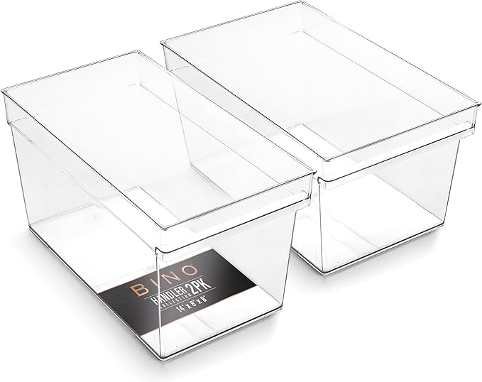 BINO | Plastic Storage Bins, Large - Deep | THE HANDLER COLLECTION | Multipurpose Organizer Bins | Kitchen Pantry Organizers and Storage | Clear Containers for Organizing Home | Freezer Organizer-NeatNest