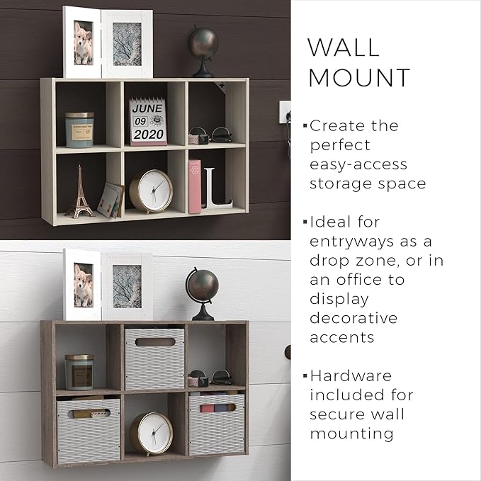 ClosetMaid Mini 6-Cube Desktop or Wall Mount Organizer, Weathered Teak-NeatNest