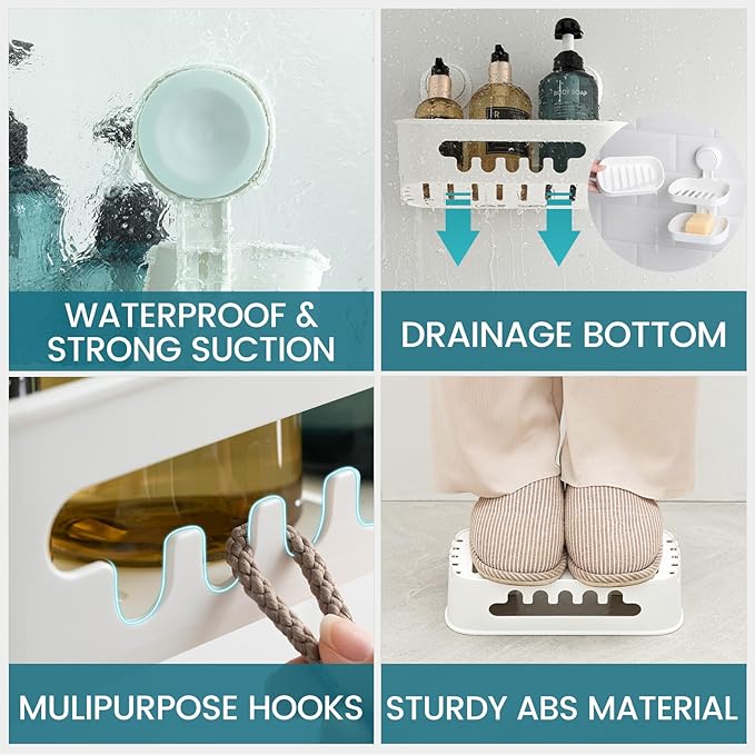 TAILI Shower Caddy Suction Cup Storage Basket