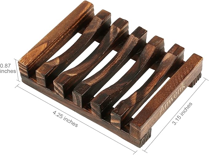 Anwenk Wooden Soap Dish Hand Crafted Rectangular Sink Drainer for Soap, Sponges and More (1 Pack)-NeatNest