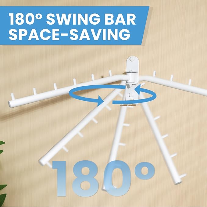 Clothing Racks for Hanging Clothes, Garment Racks Wall Mounted Clothes Bar-Hanger Holder Hooks Heavy Duty Folding Drying Rack Space Saving Clothing Hanging System Closet Storage Organizer-NeatNest