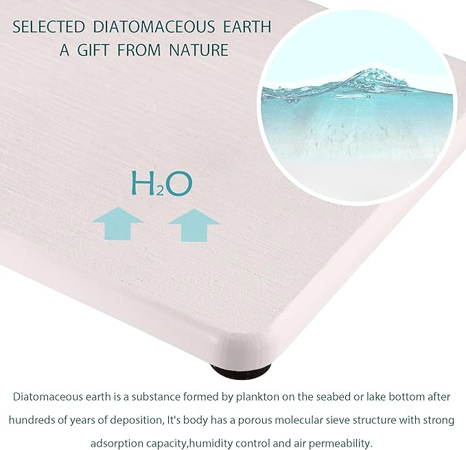 2 Pcs Water Absorbing Stone Trays, Kitchen/Bathroom Sink Soap Dish, Diatomite Tray Used for Hand Soap & Cosmetic Bottles in The Modern Home, 4" W x 8.3" L, White-NeatNest