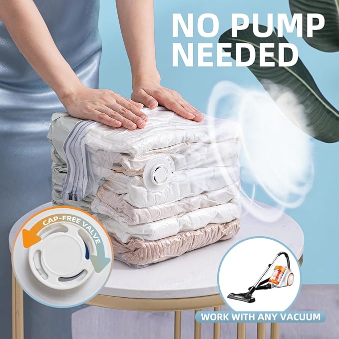 6 Pack Vacuum Storage Bags, Cube Combo (3 Jumbo+3 Medium), Vacuum Seal Bags for Clothing, Bedding, Blanket, Space Saving Closet Organization-NeatNest