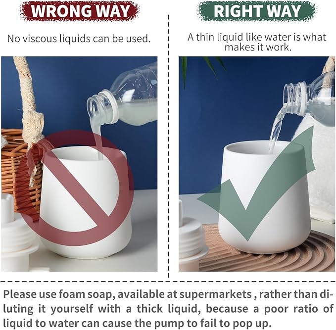 BosilunLife Foam Soap Dispenser - 12 oz Bathroom Lotion Pump, White Ceramic Dish Liquid Dispenser for Kitchen and Hand Wash (Rubber Paint)-NeatNest