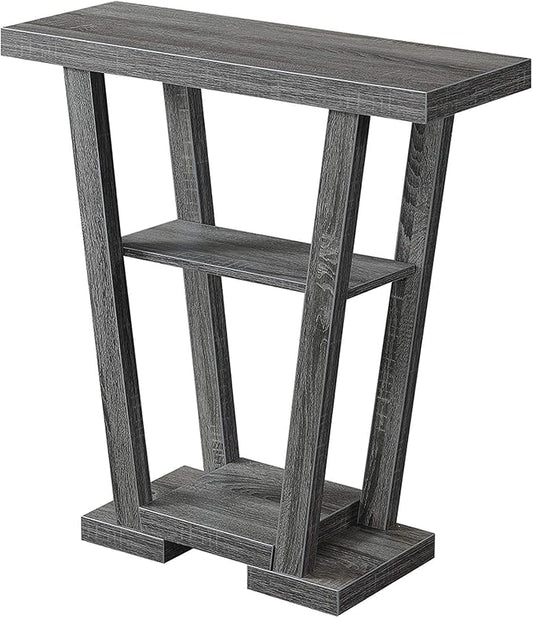 Convenience Concepts Newport V Console Modern Sofa Storage Shelves, Narrow Entryway Hall Living Room, Display Accent Table, 31.5", Weathered Gray-NeatNest