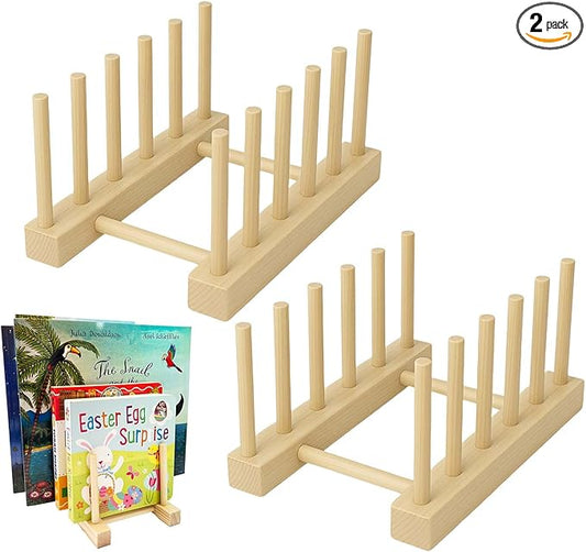 2 Pcs Wooden Kids Bookshelf,Toddler Book Display Shelves Children Book Rack Suitable Kids Rooms, Nursery & Classroom,Mini Bookshelf, Desktop Shelf