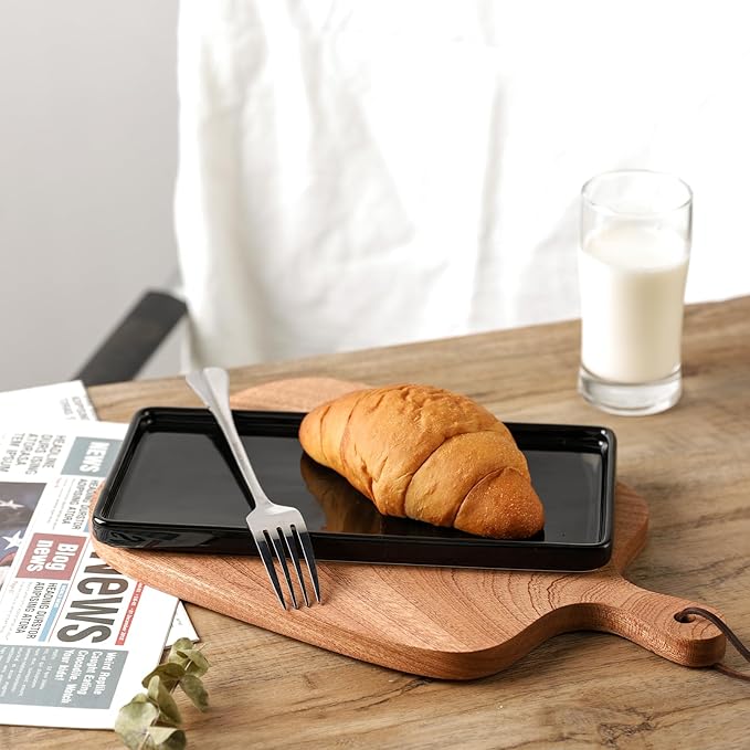 Gurygo 6" Bathroom Trays - Ceramic Vanity Tray for Bathroom - Small Ceramic Tray - Kitchen Soap Trays for Kitchen Counter - Bathtub Organizer (Black)-NeatNest