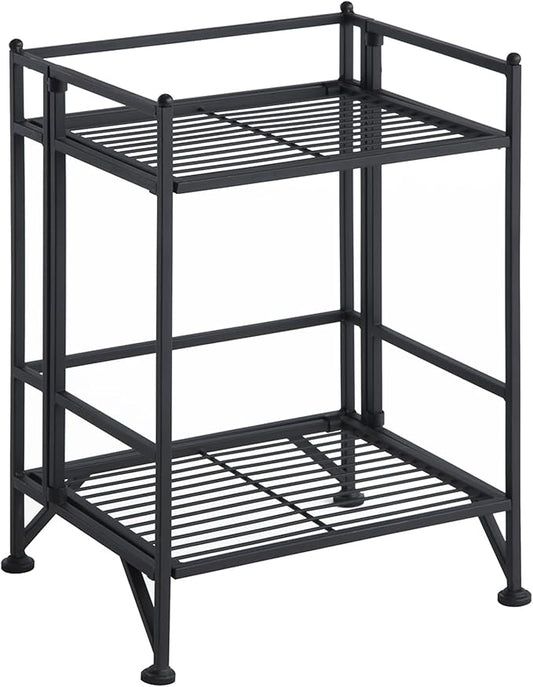 Convenience Concepts Xtra Storage Shelves - 2-Tier Folding Metal Storage Shelves, Closet Organizer for Office, Laundry Room, Bedroom, Garage, Kitchen, Bathroom, Black-NeatNest