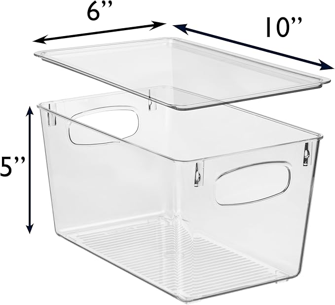 ClearSpace Plastic Pantry Organization and Storage Bins with Lids – Perfect Kitchen Organization or Kitchen Storage – Fridge Organizer, Refrigerator Organizer Bins, Cabinet Organizers-NeatNest