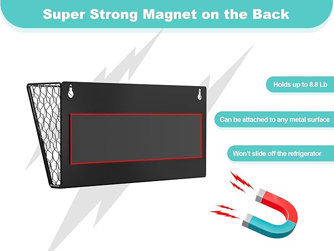 1-Tier Magnetic File Holder for File Cabinets, Refrigerator, Whiteboard, Magnetic Paper Holder, Magnetic Mail Holder, Black Magnetic Folder Holder