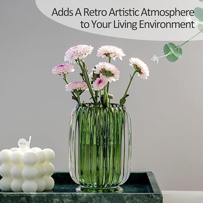 Crystal Makeup Brush holder Organizer, Vintage Make Up Brush Cup Pen Pencil Holder striped vase, Comb Brushes Pen Pencil Storage Box Container (Light Green)-NeatNest