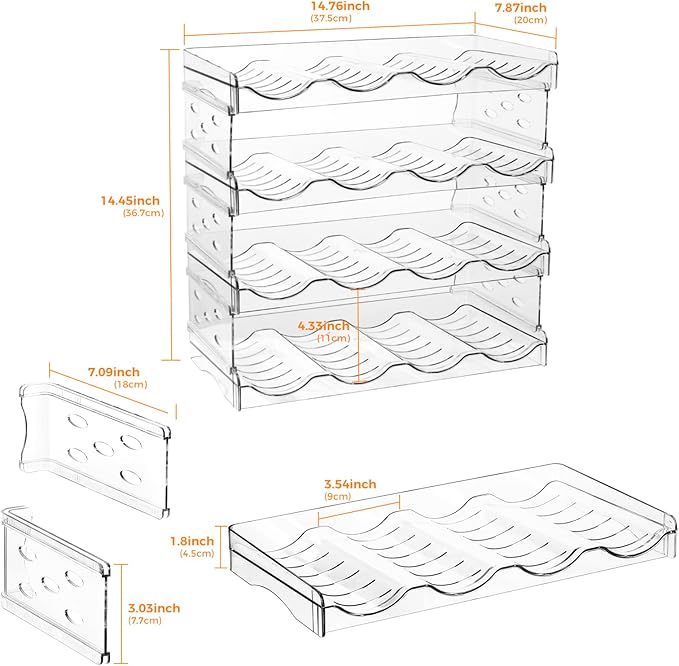 BoxedHome Plastic Water Bottle Organizer and Wine Rack Storage Holder for Inside Cabinet, Kitchen Countertop, Table Top, Pantry, Bars, Cabinets, Fridge - Clear (4 Tier 16 Containers)-NeatNest