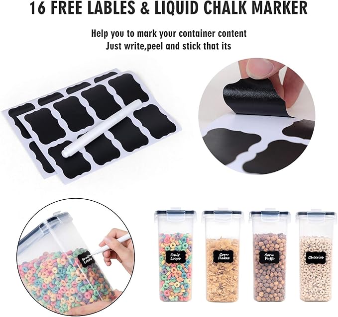 Cereal Containers Storage Set - 4 Piece Airtight Large Food Storage Containers(135.2oz), BPA Free Dispenser Plastic Cereal Storage Containers-NeatNest