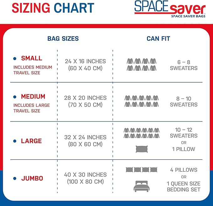 4 Pack Hanging Vacuum Storage Bags for Jackets, Clothes, Suits and Dresses – Vacuum Sealed Compression Bags with Hand Pump – Space Saver Storage Bags for Moving, Travel & Organization (2S & 2L)