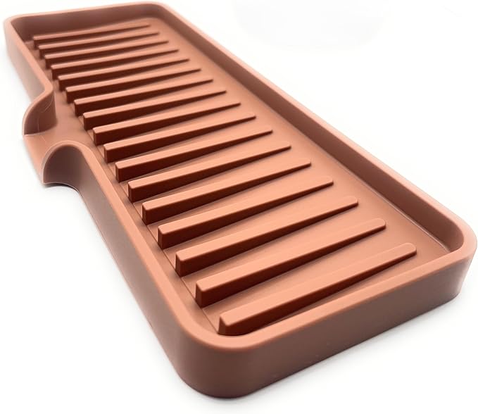 Happitasa Silicone Soap Dish Tray and Sponge Holder with Drain Chute | Bathroom and Kitchen Sink Organizer Caddy (Mocha, 9"x3.5", 5.6 Ounces)-NeatNest
