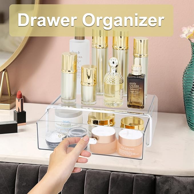 Clear Drawer Organizer - Stackable Drawer Storage Makeup Organizer for Store Cosmetics and Skincares, Suitable for Vanity, Bathroom and Bedroom Locker Organiser-Drawer-NeatNest