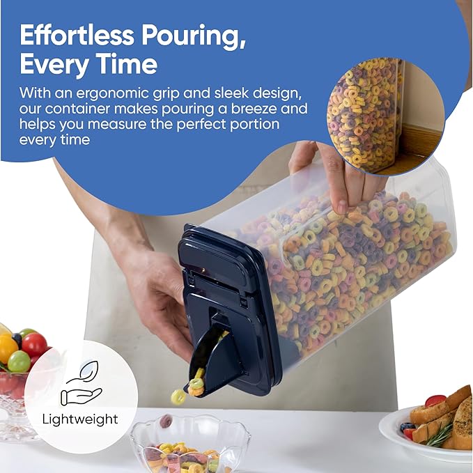 Chef's Path Airtight Food Storage Containers - Pack of 4 (4L/135.3oz) - MULTISPOUT Design for Kitchen & Pantry - BPA-Free Cereal Containers with Bigger Spout Mouth for Easy Pouring-NeatNest